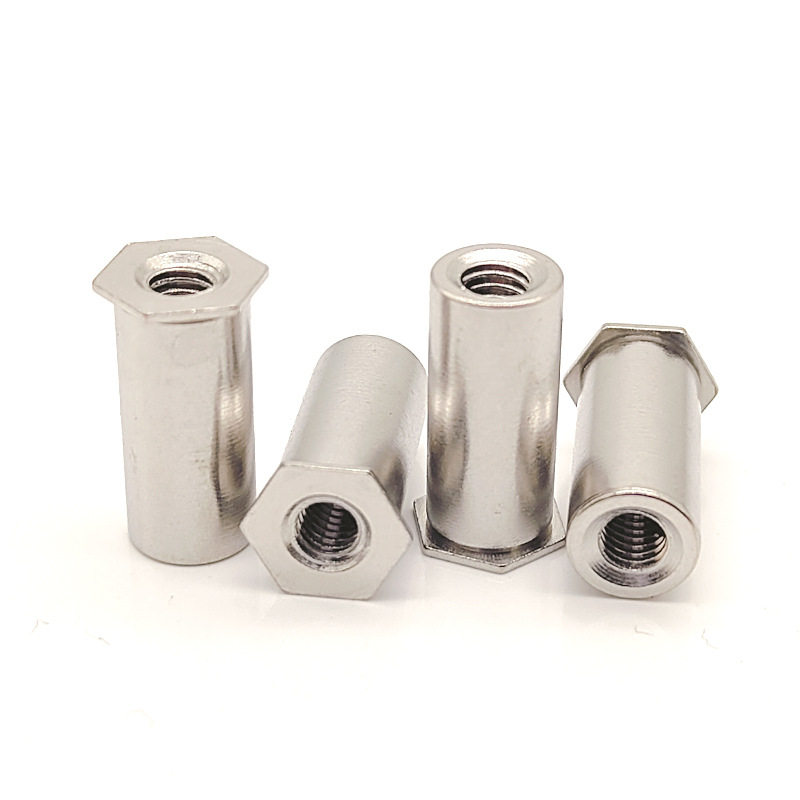 Cink modra šestkotna zakovica s skoznjo luknjo